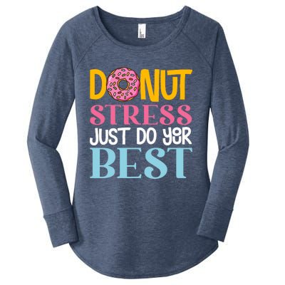 Donut Stress Just Do Your Best Rock The Test Day Teacher Women's Perfect Tri Tunic Long Sleeve Shirt