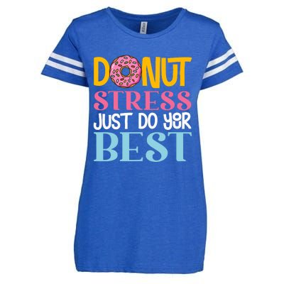 Donut Stress Just Do Your Best Rock The Test Day Teacher Enza Ladies Jersey Football T-Shirt