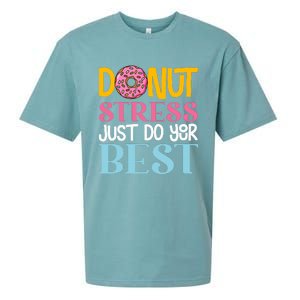 Donut Stress Just Do Your Best Rock The Test Day Teacher Sueded Cloud Jersey T-Shirt