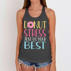 Donut Stress Just Do Your Best Teachers Testing Day Women's Knotted Racerback Tank