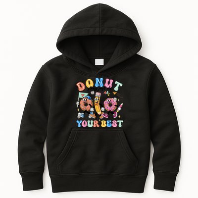 Donut Stress Just Do Your Best Groovy Testing Day Kids Hoodie