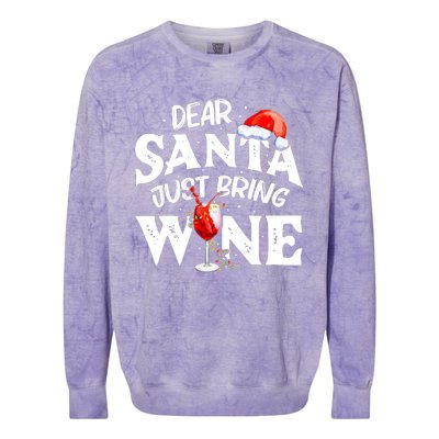 Dear Santa Just Bring Wine Funny Christmas Colorblast Crewneck Sweatshirt