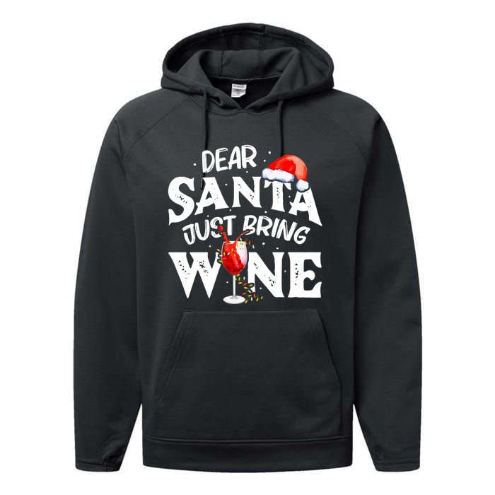 Dear Santa Just Bring Wine Funny Christmas Performance Fleece Hoodie