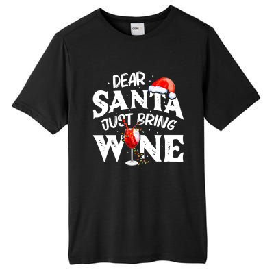 Dear Santa Just Bring Wine Funny Christmas Tall Fusion ChromaSoft Performance T-Shirt