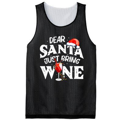 Dear Santa Just Bring Wine Funny Christmas Mesh Reversible Basketball Jersey Tank