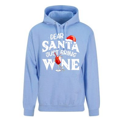 Dear Santa Just Bring Wine Funny Christmas Unisex Surf Hoodie