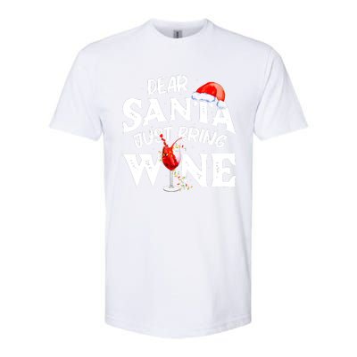 Dear Santa Just Bring Wine Funny Christmas Softstyle® CVC T-Shirt