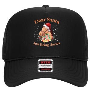 Dear Santa Just Bring Horses Christmas Horse Lovers Xmas High Crown Mesh Back Trucker Hat