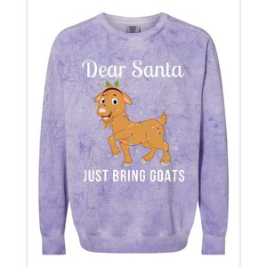 Dear Santa Just Bring Goats Cute Christmas Animal Xmas Long Sleeve Colorblast Crewneck Sweatshirt