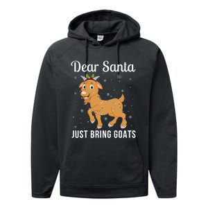 Dear Santa Just Bring Goats Cute Christmas Animal Xmas Long Sleeve Performance Fleece Hoodie