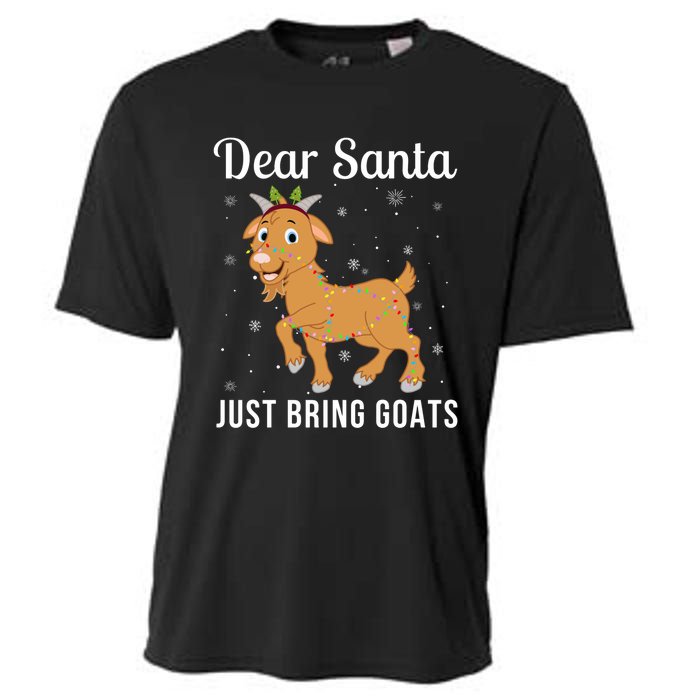 Dear Santa Just Bring Goats Cute Christmas Animal Xmas Long Sleeve Cooling Performance Crew T-Shirt