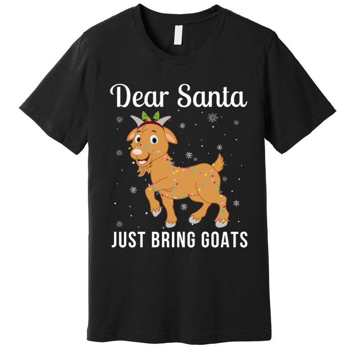 Dear Santa Just Bring Goats Cute Christmas Animal Xmas Long Sleeve Premium T-Shirt