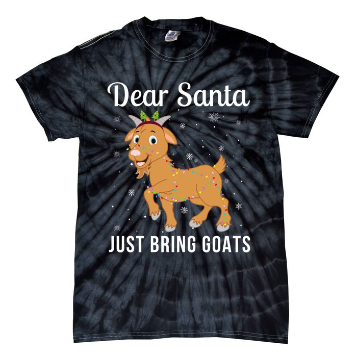 Dear Santa Just Bring Goats Cute Christmas Animal Xmas Long Sleeve Tie-Dye T-Shirt