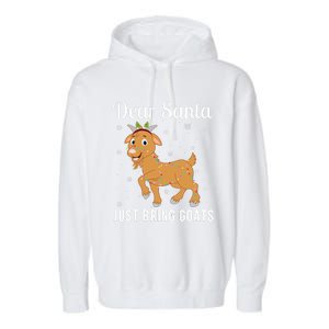 Dear Santa Just Bring Goats Cute Christmas Animal Xmas Long Sleeve Garment-Dyed Fleece Hoodie