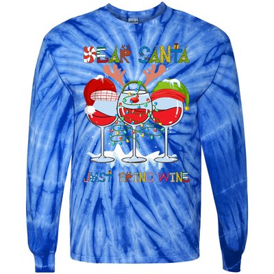 Dear Santa Just Bring Wine Gift Tie-Dye Long Sleeve Shirt