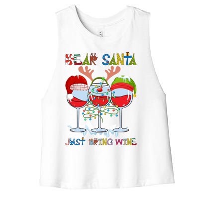 Dear Santa Just Bring Wine Gift Women's Racerback Cropped Tank