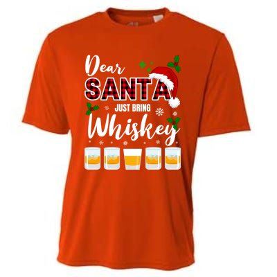 Dear Santa Just Bring Whiskey Cute Gift Cooling Performance Crew T-Shirt