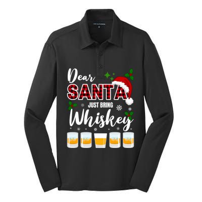 Dear Santa Just Bring Whiskey Cute Gift Silk Touch Performance Long Sleeve Polo