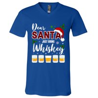 Dear Santa Just Bring Whiskey Cute Gift V-Neck T-Shirt