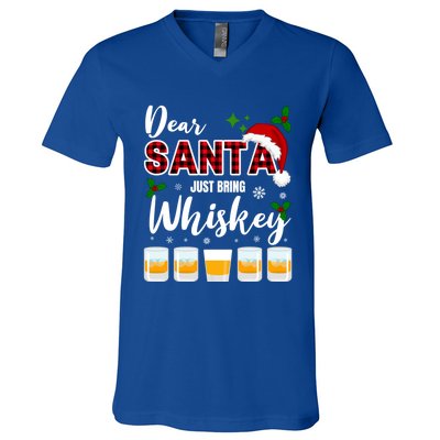 Dear Santa Just Bring Whiskey Cute Gift V-Neck T-Shirt