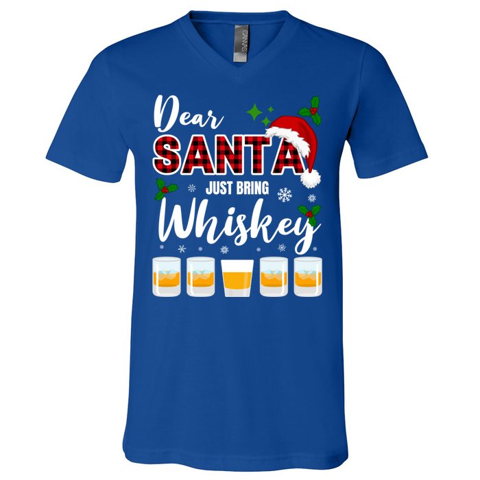 Dear Santa Just Bring Whiskey Cute Gift V-Neck T-Shirt