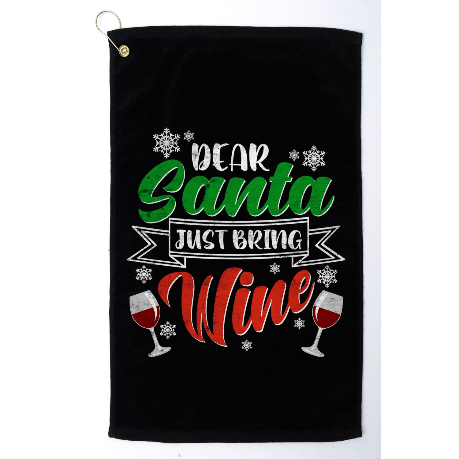 Dear Santa Just Bring Wine Glass Cellar Party Xmas Alcohol Cute Gift Golf Towel