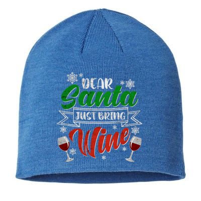 Dear Santa Just Bring Wine Glass Cellar Party Xmas Alcohol Cute Gift Sustainable Beanie