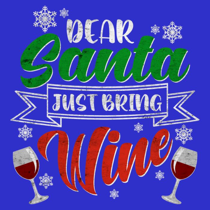 Dear Santa Just Bring Wine Glass Cellar Party Xmas Alcohol Cute Gift Kids T-Shirt