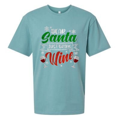 Dear Santa Just Bring Wine Glass Cellar Party Xmas Alcohol Cute Gift Sueded Cloud Jersey T-Shirt