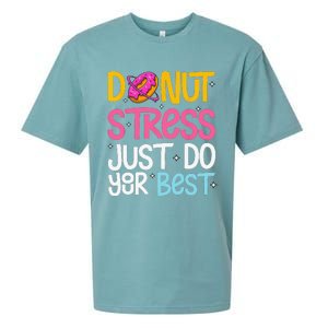 Donut Stress Just Do Your Best Rock The Test Day Teacher Sueded Cloud Jersey T-Shirt