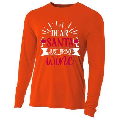 Dear Santa Just Bring Wine Holiday Ing Saying Christmas Cute Gift Cooling Performance Long Sleeve Crew