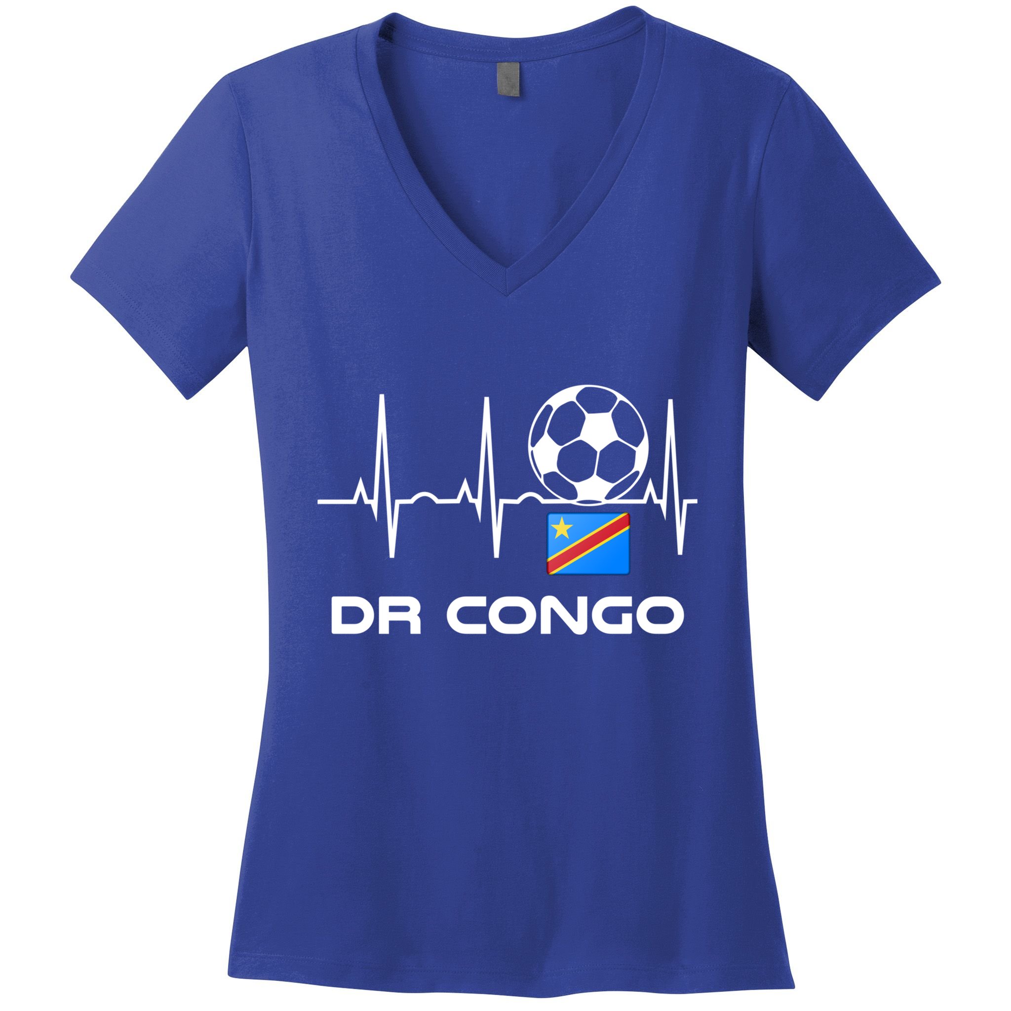 Drc Soccer Jersey Great Gift Democratic Republic Of The Congo Meaningful Gift Women's V-Neck T-Shirt