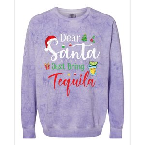 Dear Santa Just Bring Tequila Funny Drinking Christmas Colorblast Crewneck Sweatshirt