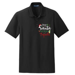 Dear Santa Just Bring Tequila Funny Drinking Christmas Dry Zone Grid Polo