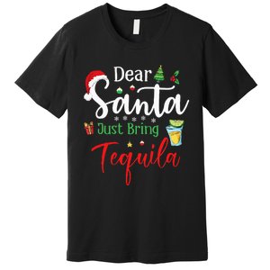 Dear Santa Just Bring Tequila Funny Drinking Christmas Premium T-Shirt