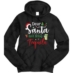 Dear Santa Just Bring Tequila Funny Drinking Christmas Tie Dye Hoodie