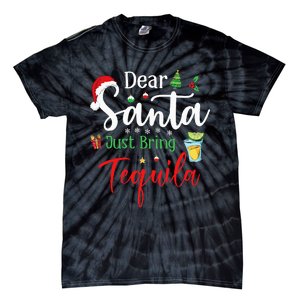 Dear Santa Just Bring Tequila Funny Drinking Christmas Tie-Dye T-Shirt