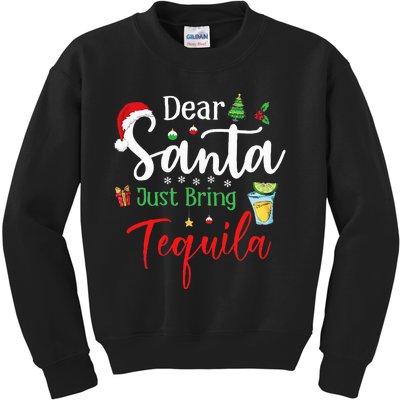 Dear Santa Just Bring Tequila Funny Drinking Christmas Kids Sweatshirt