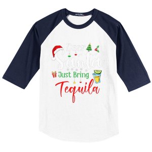 Dear Santa Just Bring Tequila Funny Drinking Christmas Baseball Sleeve Shirt