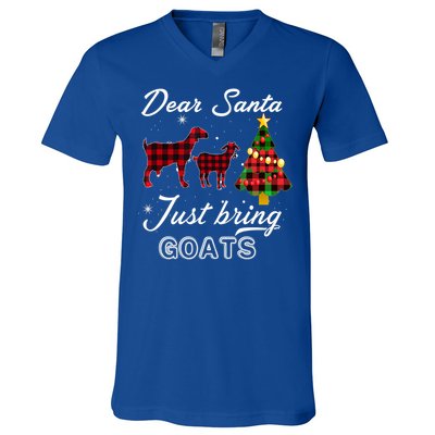 Dear Santa Just Bring Goats Christmas Gift V-Neck T-Shirt