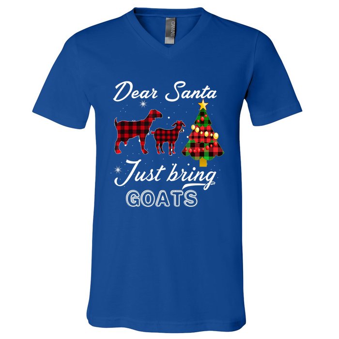 Dear Santa Just Bring Goats Christmas Gift V-Neck T-Shirt