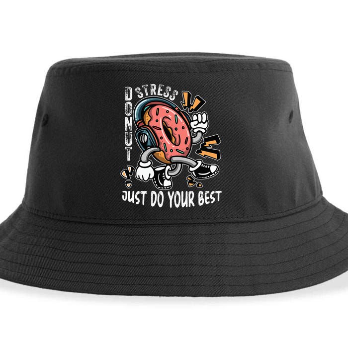 Donut Stress Just Do Your Best Awesome Teachers Testing Day Sustainable Bucket Hat