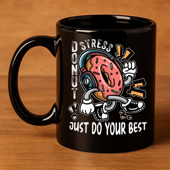 Donut Stress Just Do Your Best Awesome Teachers Testing Day 11oz C Handle Ceramic Mug