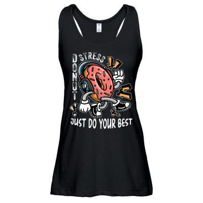 Donut Stress Just Do Your Best Awesome Teachers Testing Day Ladies Essential Flowy Tank