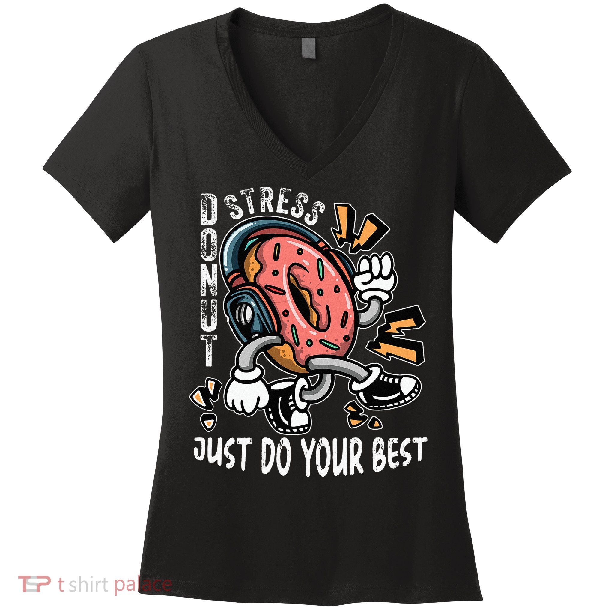 Donut Stress Just Do Your Best Awesome Teachers Testing Day Women's V-Neck T-Shirt