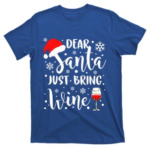 Dear Santa Just Bring Wine Funny Family Christmas Party Gift T-Shirt