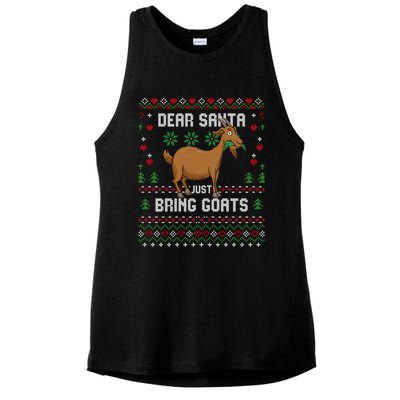 Dear Santa Just Bring Goats Christmas Ugly Xmas Sweater Gift Ladies PosiCharge Tri-Blend Wicking Tank