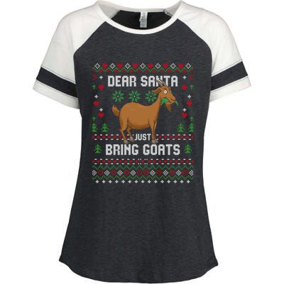 Dear Santa Just Bring Goats Christmas Ugly Xmas Sweater Gift Enza Ladies Jersey Colorblock Tee