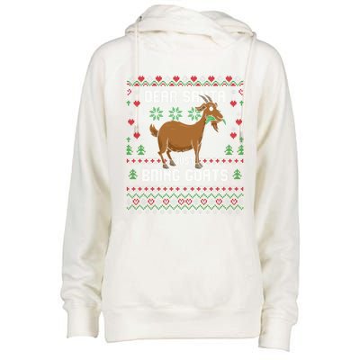 Dear Santa Just Bring Goats Christmas Ugly Xmas Sweater Gift Womens Funnel Neck Pullover Hood