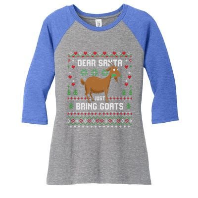 Dear Santa Just Bring Goats Christmas Ugly Xmas Sweater Gift Women's Tri-Blend 3/4-Sleeve Raglan Shirt